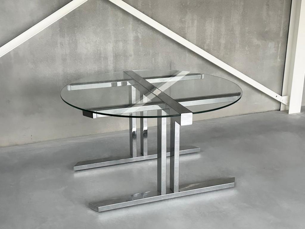 Vintage chroom eettafel, 1980’s, Antiquités & Art, Enlèvement
