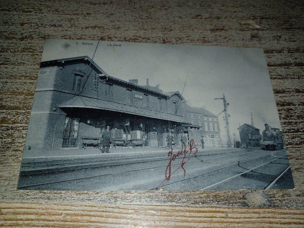 roux cpa pk station gare, Ophalen of Verzenden, Voor 1920, Gelopen, Henegouwen