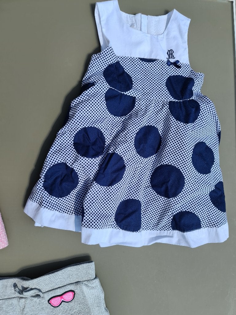 blauwe polca dots jurk, Monna Rosa, 92-98, Kinderen en Baby's, Kinderkleding | Maat 92, Ophalen, Zo goed als nieuw