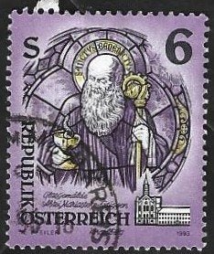 1 Postzegel Oostenrijk 1993 Glas Kunstwerken uit kloosters, Ophalen of Verzenden, Gestempeld