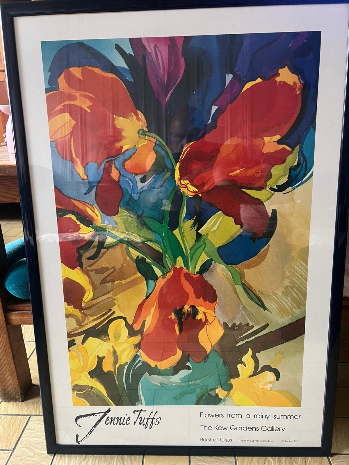 Gesigneerde kunstposter van “Jennie Tuffs “ Burst of Tulips., Antiek en Kunst, Ophalen