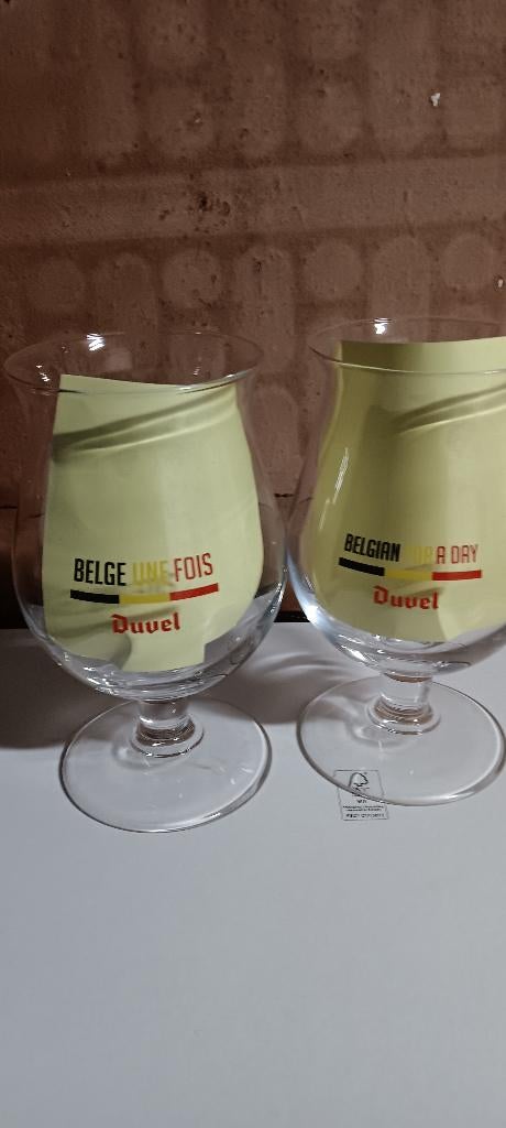 Duvel glazen BELGE UNE FOIS + BELGIAN FOR A DAY, Verzamelen, Ophalen of Verzenden, Nieuw, Glas of Glazen, Duvel
