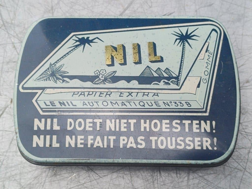 Boîte à tabac NIL feuilles de cigarettes, Collections, Enlèvement ou Envoi, Comme neuf, Panneau publicitaire