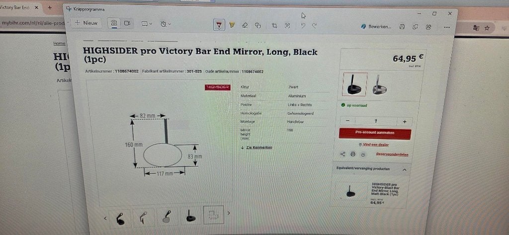 Bar end spiegel - Victory, Ophalen of Verzenden, Nieuw