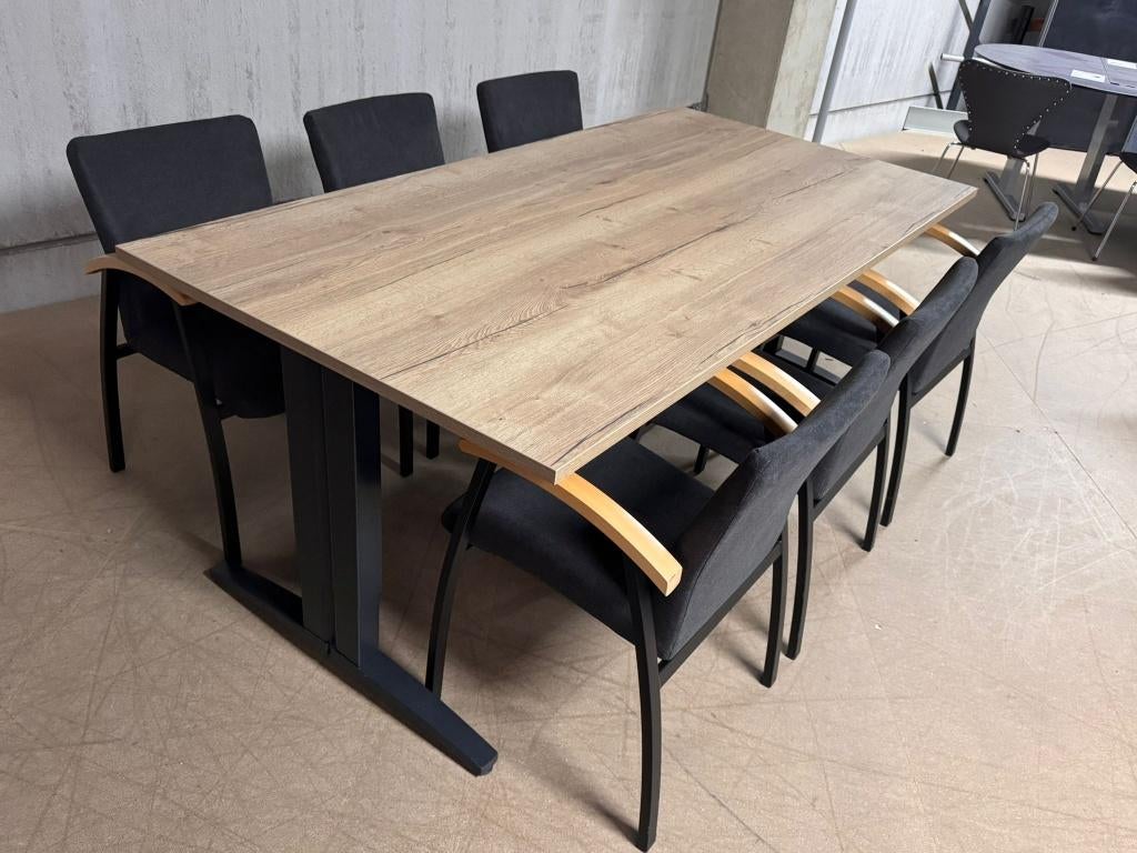 TDS Vergadertafel 200x100 cm nieuw blad in Halifax eiken, Werkplek, Ophalen, Gebruikt, Tafel