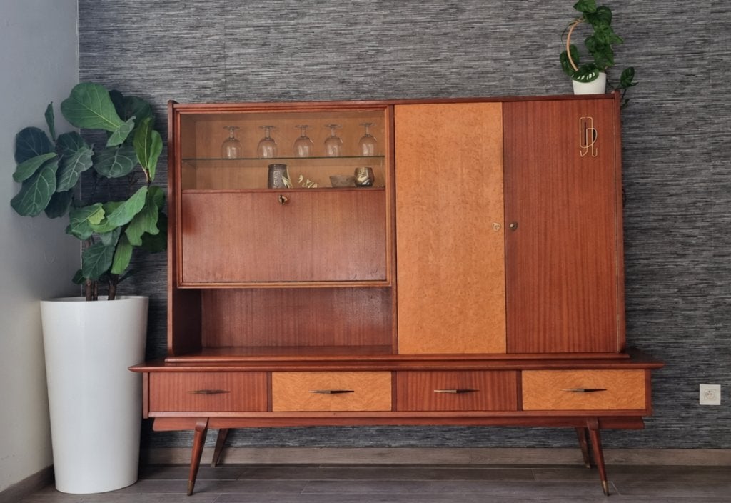 Origineel Vintage Mid-Century wandmeubel/barkast jaren ’60, Ophalen
