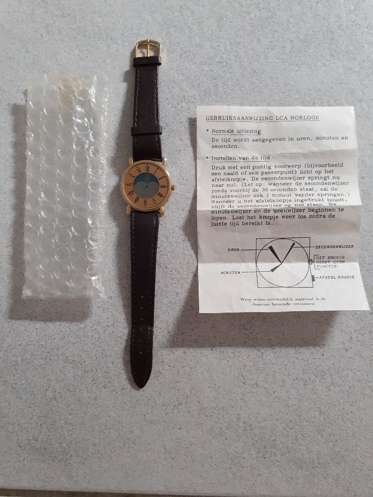 LCA horloge, bruine gladde band, Handtassen en Accessoires, Horloges | Dames, Overige merken, Overige materialen, Polshorloge