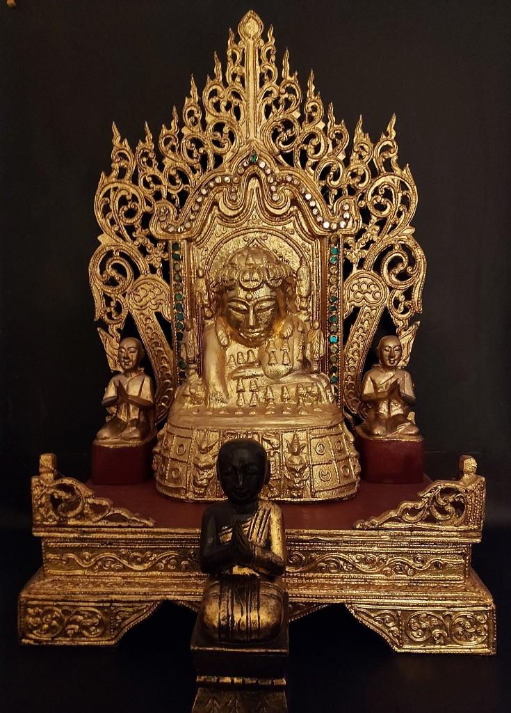 Prachtig Mandalay-altaar met Boeddha's - Birma - 1930, Ophalen