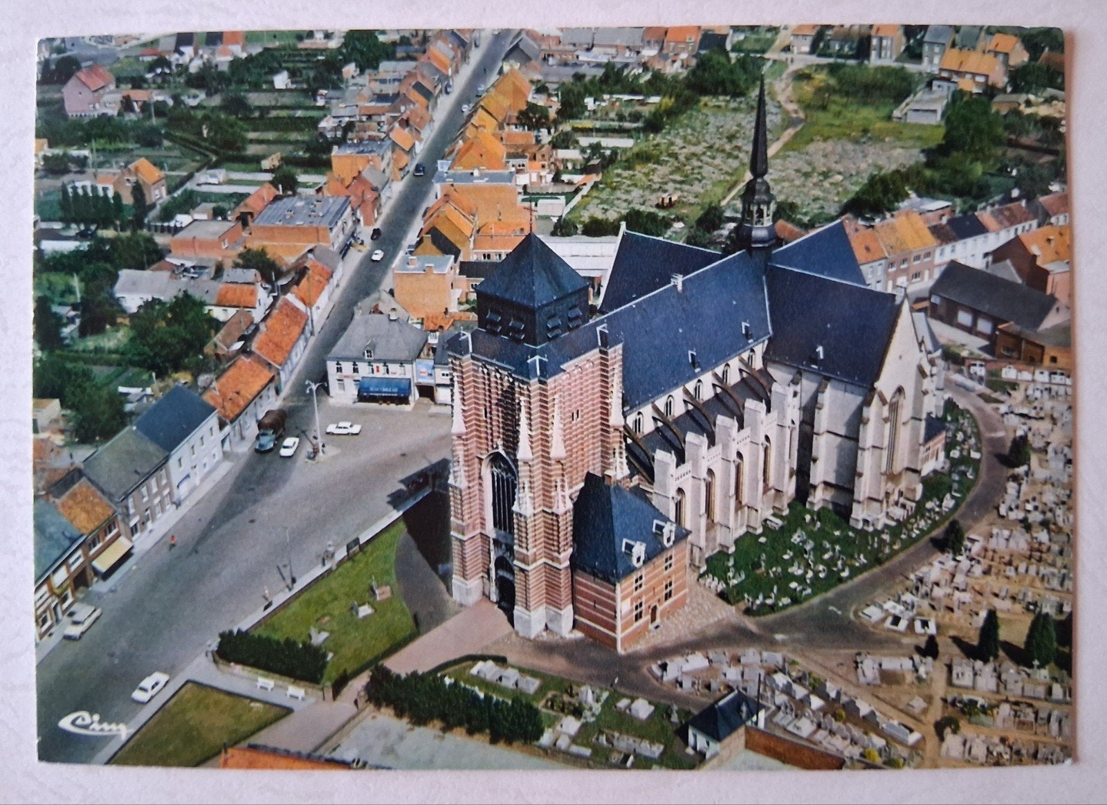 Postkaart Geel Luchtopname St. Dimpnakerk, Ophalen of Verzenden