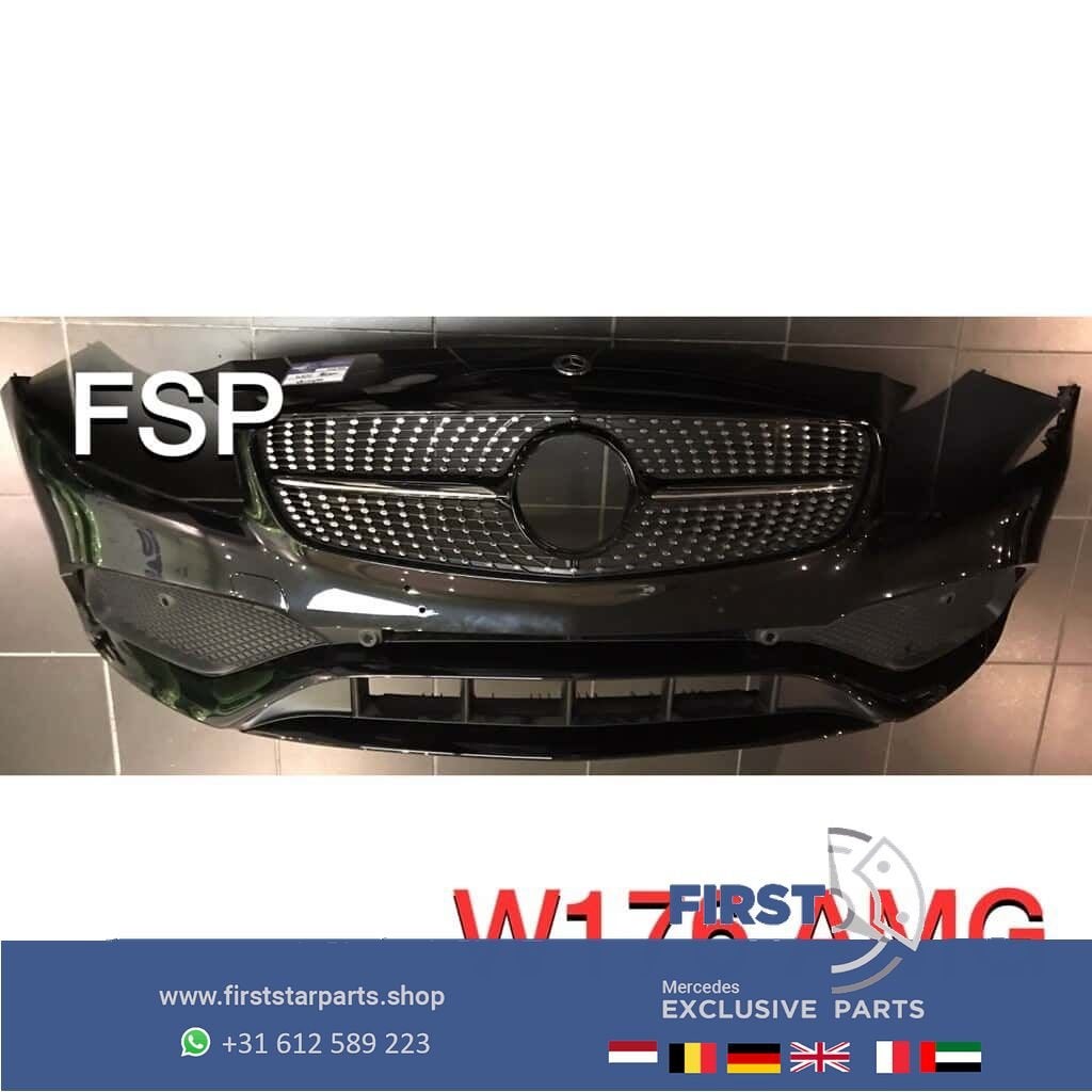 Mercedes A Klasse Facelift AMG Voorbumper 2018 zwart COMPLEE, Gebruikt, -, Voor, Ophalen of Verzenden