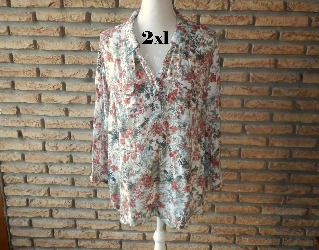 (233)- blouse femme t.2xl colorée - a.thiery -, A.thiery, Maat 42/44 (L), Ophalen of Verzenden, Zo goed als nieuw