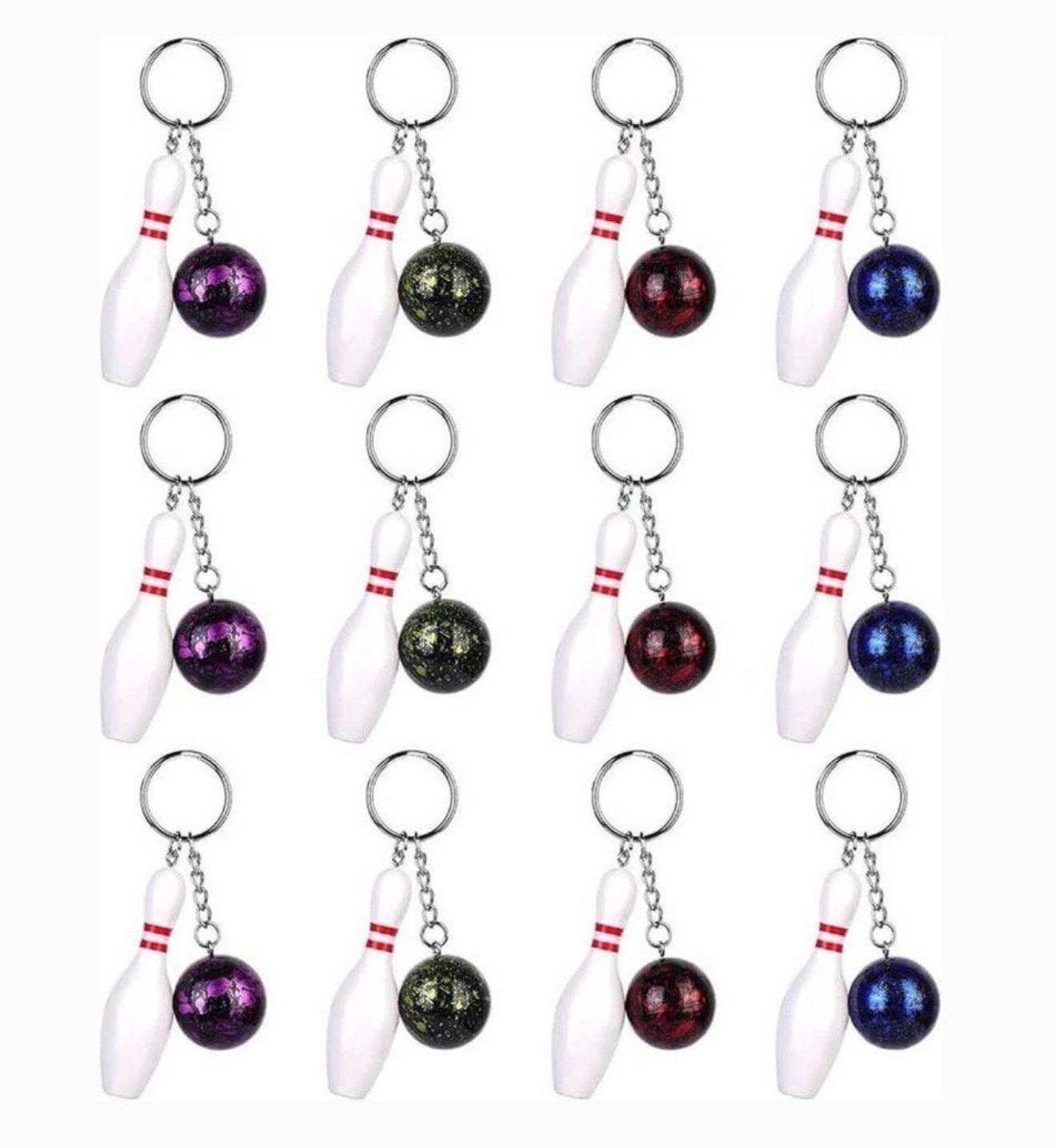 12x Bowling sleutelhanger set mini bowlingbal + kegel Nieuw, Ophalen of Verzenden, Nieuw, Sport