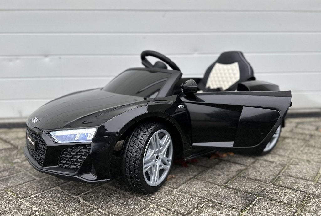 Audi R8 12v zwart Afstands. - Bluetooth - Leder en Rubberba, Kinderen en Baby's, Ophalen of Verzenden, Nieuw