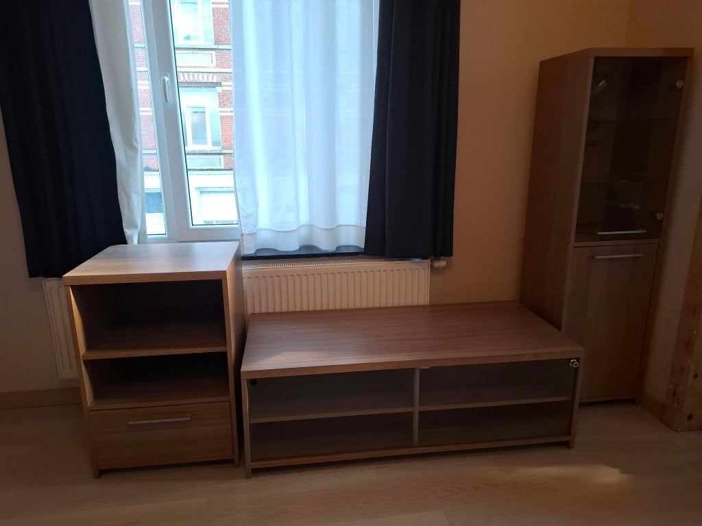 Lage TV-kast met glas, Ophalen, Gebruikt, 100 tot 150 cm, Glas