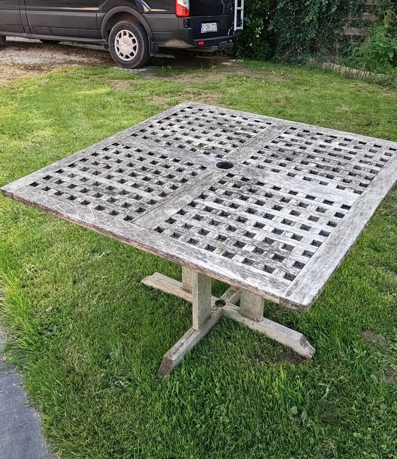 Teak tuintafel, Tuin en Terras, Ophalen, Gebruikt, Vierkant, Teakhout