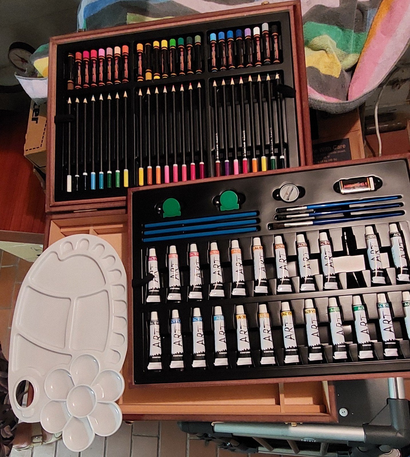 Set de dessin et de peinture dans un étui, Enlèvement, Utilisé, Crayon ou Feutre