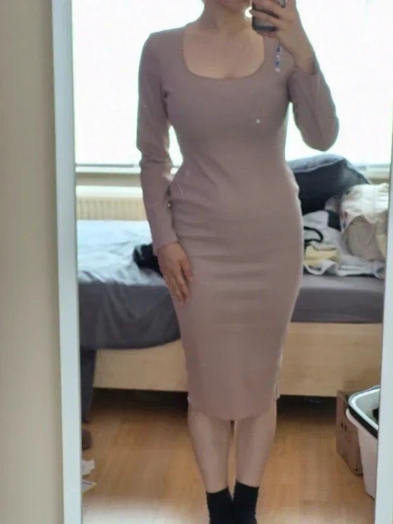 Roze nude midi bodycon jurk missguided petite, Missguided petite, Nieuw, Ophalen of Verzenden, Roze