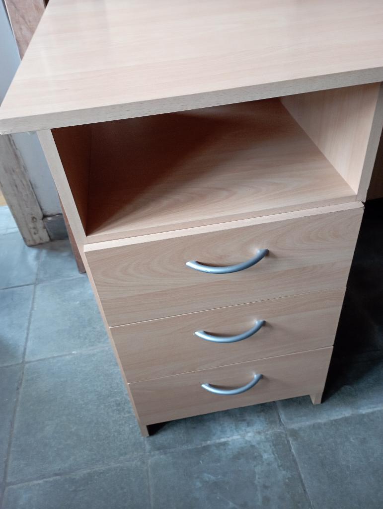 Bureau met 3 laden + nis 120 X 60 X 75, Huis en Inrichting, Bureaus, Ophalen, Zwart, 120 cm, Hout