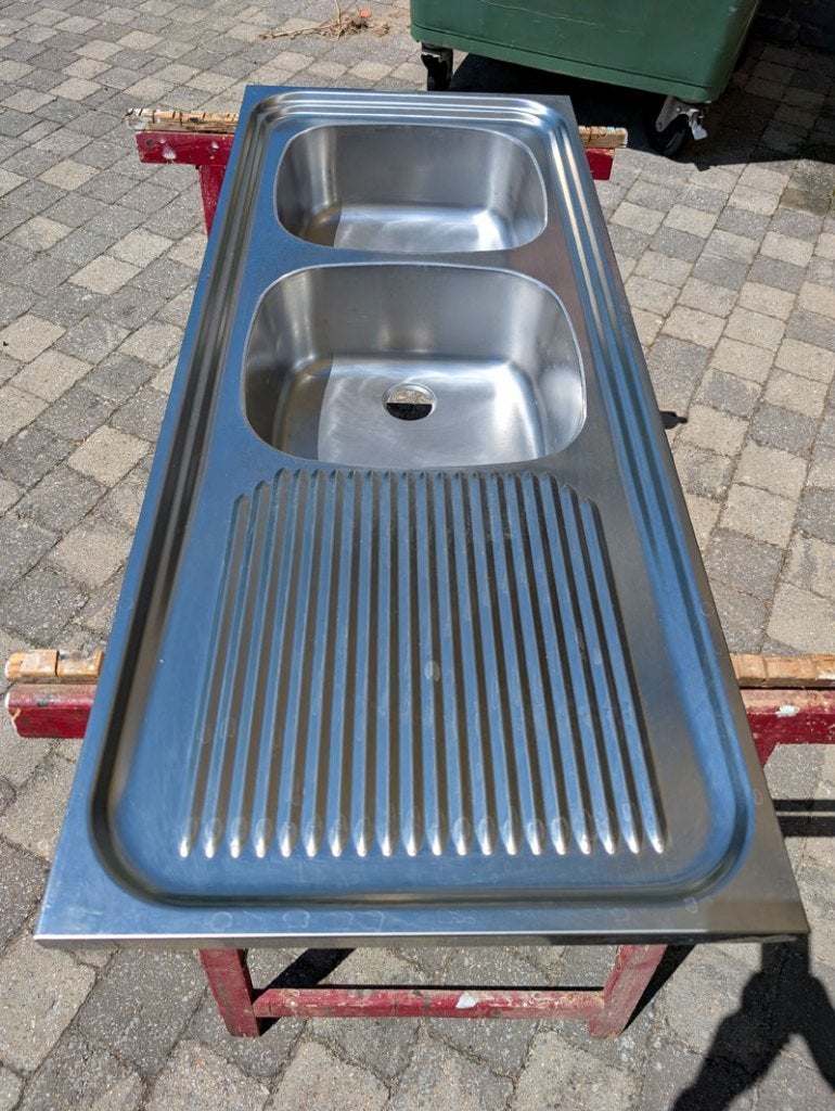 Évier de cuisine à montage en surface double inox., Maison & Meubles, Moins de 100 cm, Comme neuf, 100 à 150 cm, Enlèvement