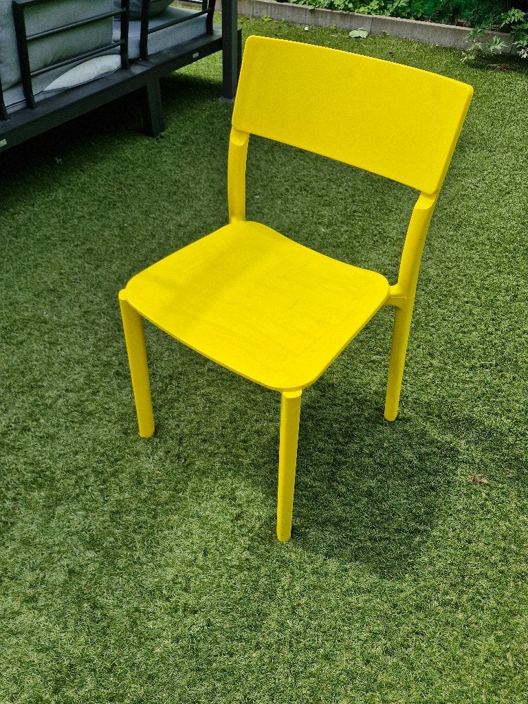 Tuinstoel geel, Enlèvement, Comme neuf, Synthétique, Empilable