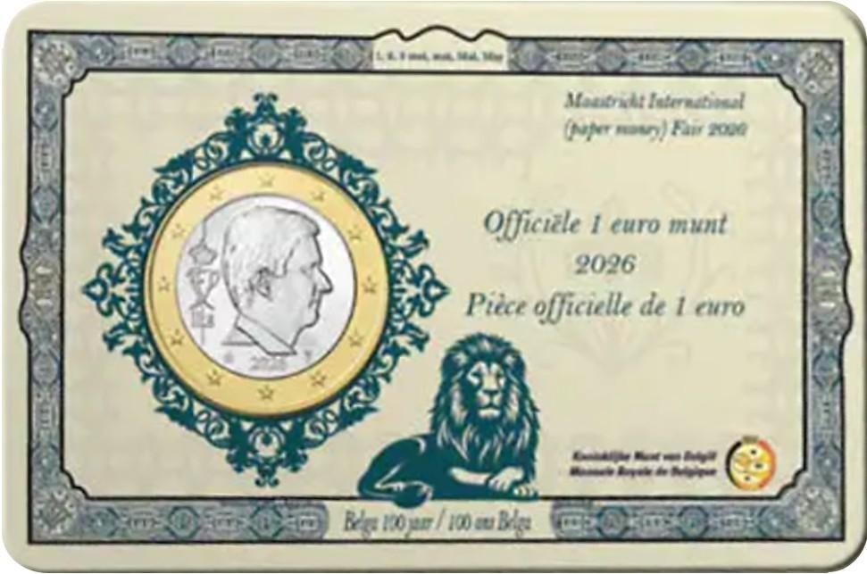 CC 1 euro België 2026 100 jaar Belga uitgifte MIF Maastricht, Ophalen of Verzenden, België, 1 euro
