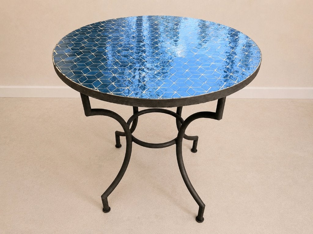 Belle table en mosaïque bleue, Maison & Meubles, Tables | Tables d'appoint, Neuf, Rond, Autres matériaux, Envoi