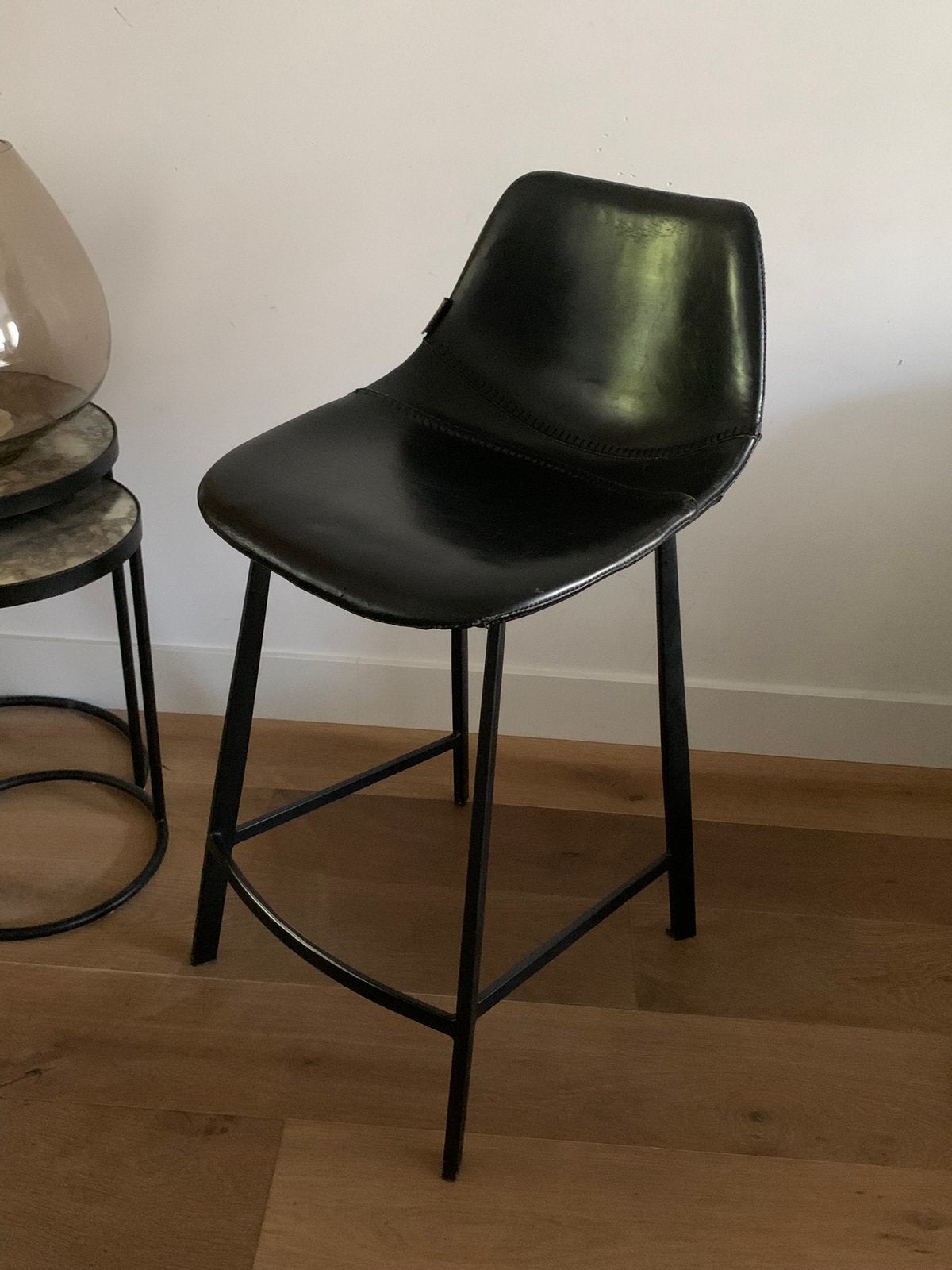 Set barkrukken Dutchbone, Huis en Inrichting, Ophalen, Met voetsteun, 60 tot 90 cm, Leer