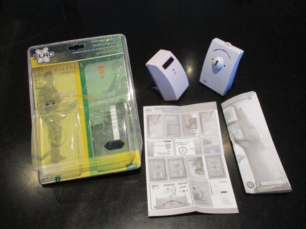 Draadloze deurbel p.i.r sensor met alarm light ding dongElro, Ophalen of Verzenden, Bewegingsdetectiesensor, Zo goed als nieuw