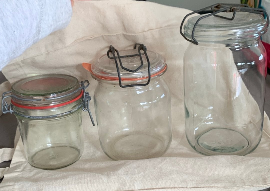 Weck glazen inmaak potten 1,5 liter 1 liter en 0,4, Huis en Inrichting, Ophalen, Zo goed als nieuw