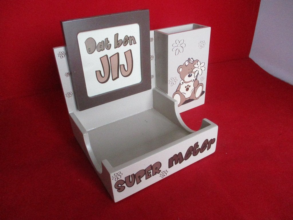 Houten pen papier en foto houder , super meter ,3 in 1, Enlèvement ou Envoi, Utilisé