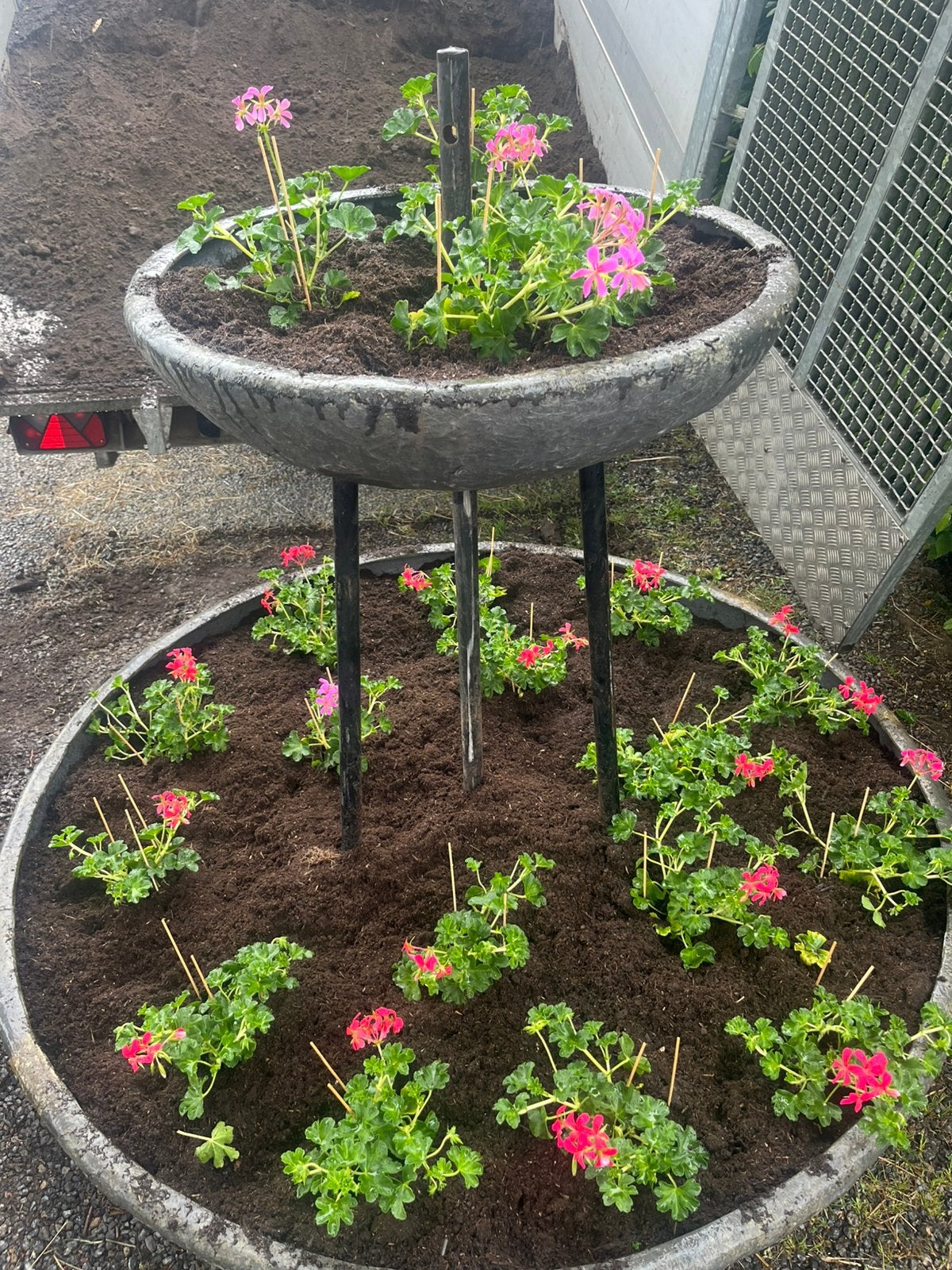 Dubbele bloempot, Rond, Comme neuf, Enlèvement, 100 cm ou plus