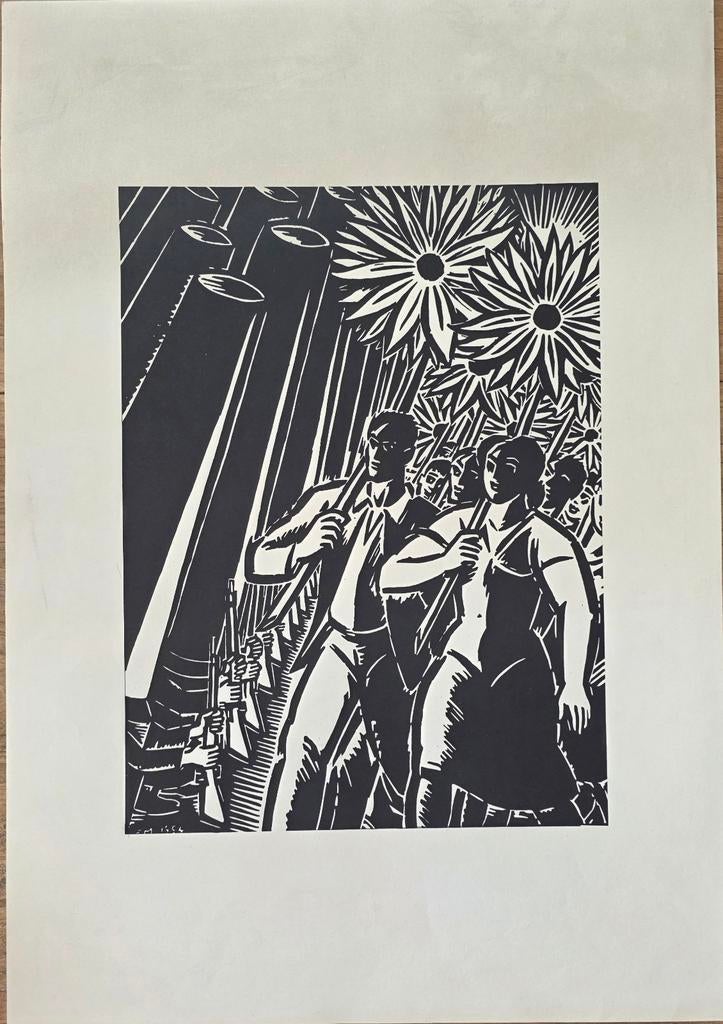 Frans masereel, Antiek en Kunst, Kunst | Etsen en Gravures, Ophalen of Verzenden, Houtsnede, Gesigneerd
