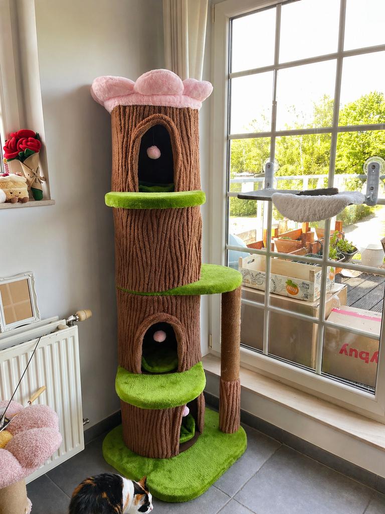 Kattenkrabpaal boomvorm 174cm met huisjes – nieuw, Ophalen of Verzenden, Zo goed als nieuw, Krabpaal
