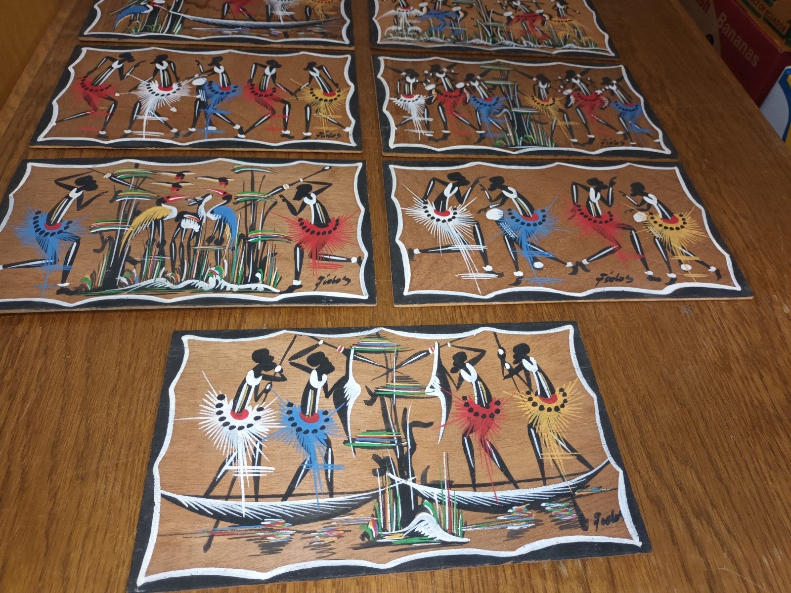 Old Congo painting. 7 stuks, Ophalen of Verzenden