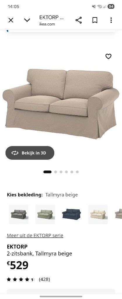 Ikea zetel "ektorp", Ophalen, Overige materialen, Gebruikt, 150 tot 200 cm