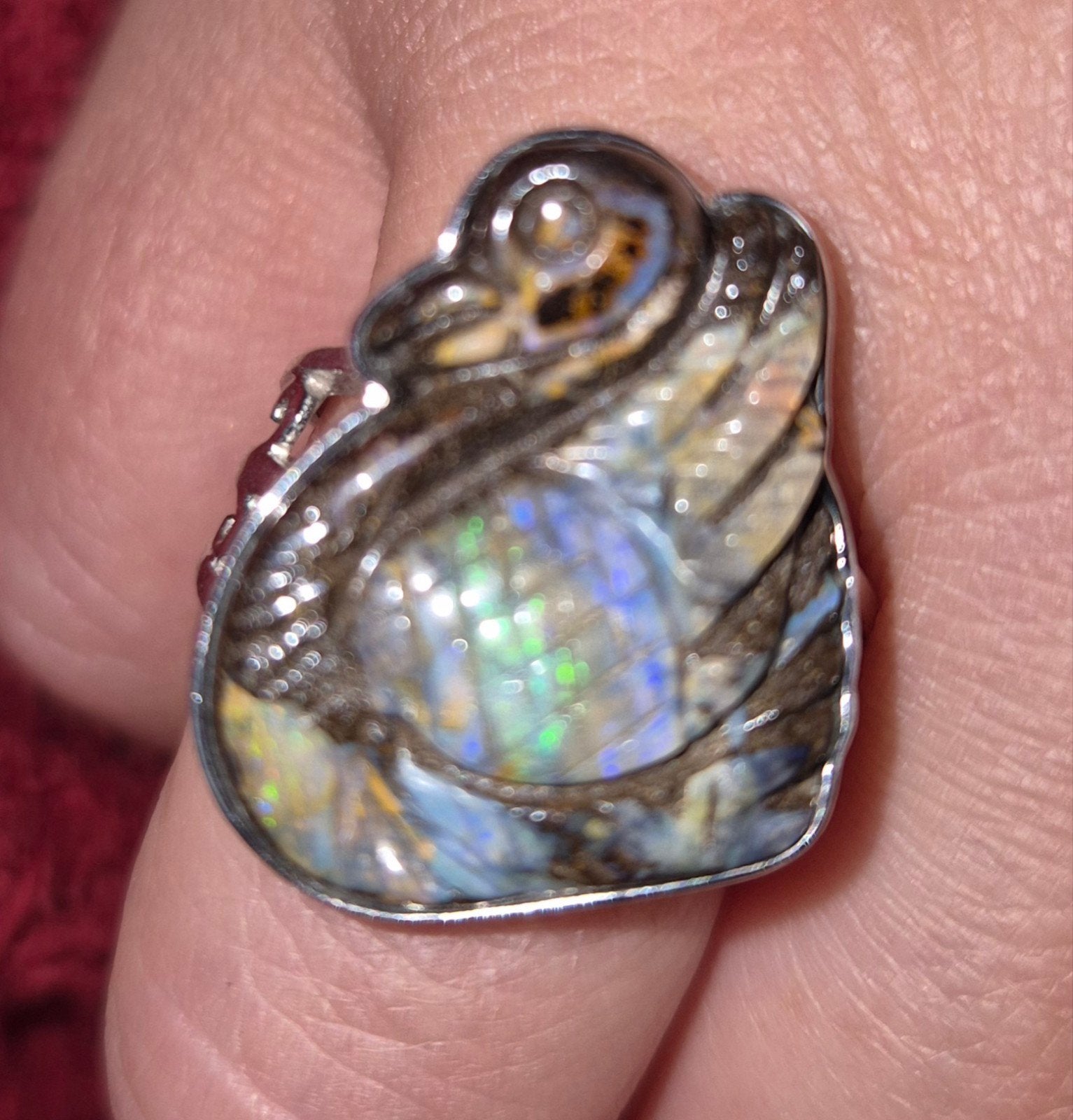 bague en argent Boulder Opal, Enlèvement ou Envoi, Bleu