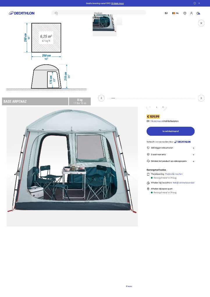 tent arpenaz, Caravanes & Camping, Enlèvement, Neuf, Jusqu'à 6