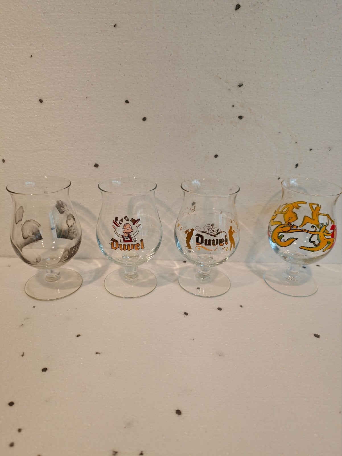 4 unieke Duvel glazen - Limited editions, Verzenden, Nieuw, Bierglas