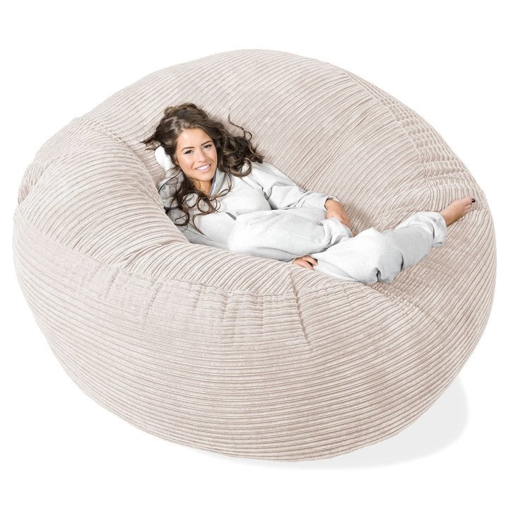 Mega-Mammoet Zitzak Bank - Corduroy Crème, Maison & Meubles, Sièges-poires, Enlèvement, Comme neuf, Beige, Pouf
