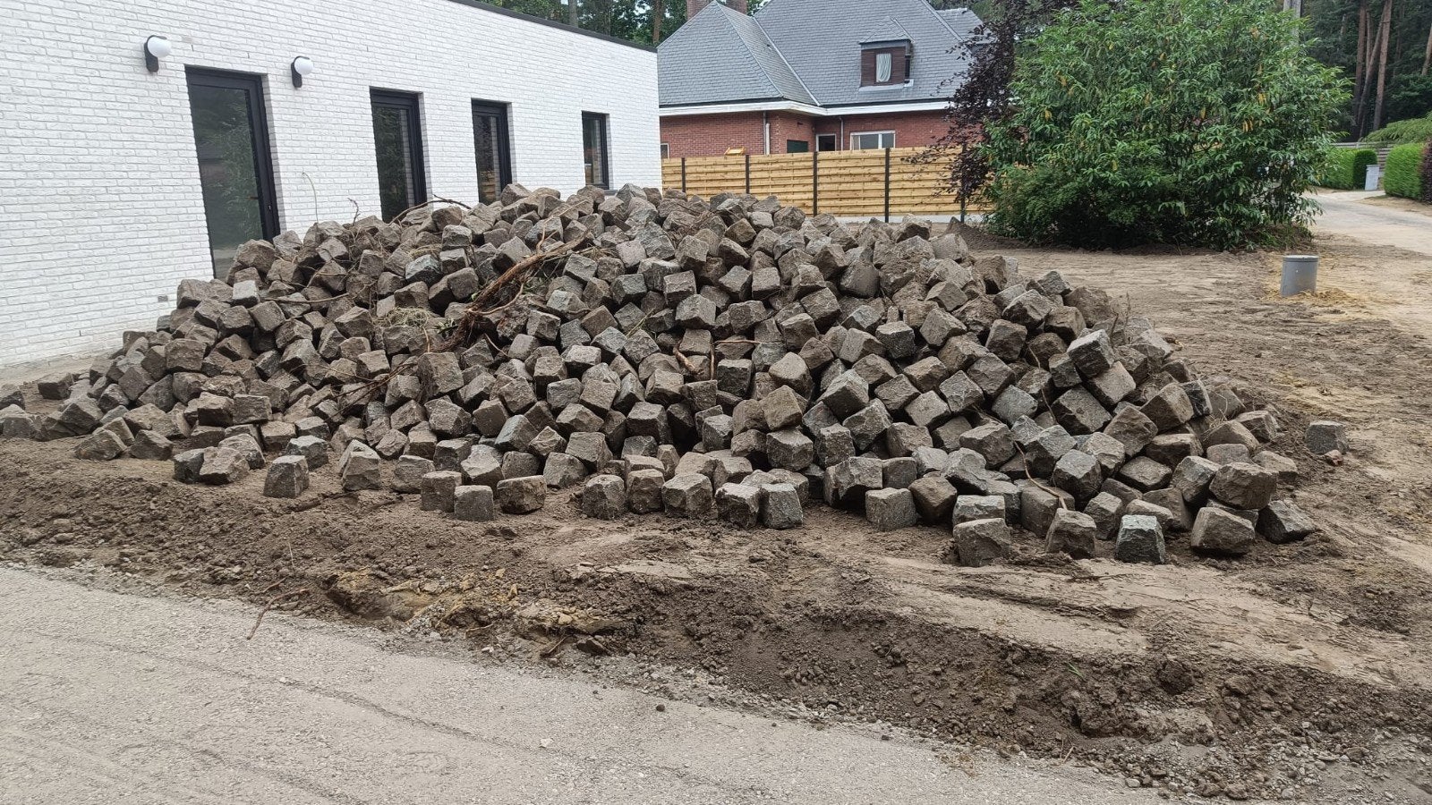 Kasseien (15cmx15cm) +-120m², Ophalen