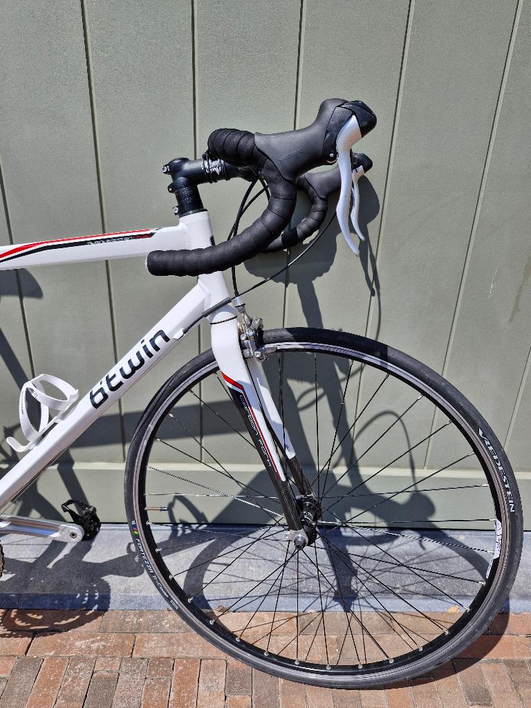 Koersfiets Btwin Triban 5 Wit, Fietsen en Brommers, Gebruikt, 26 inch, Velgrem, 49 tot 53 cm