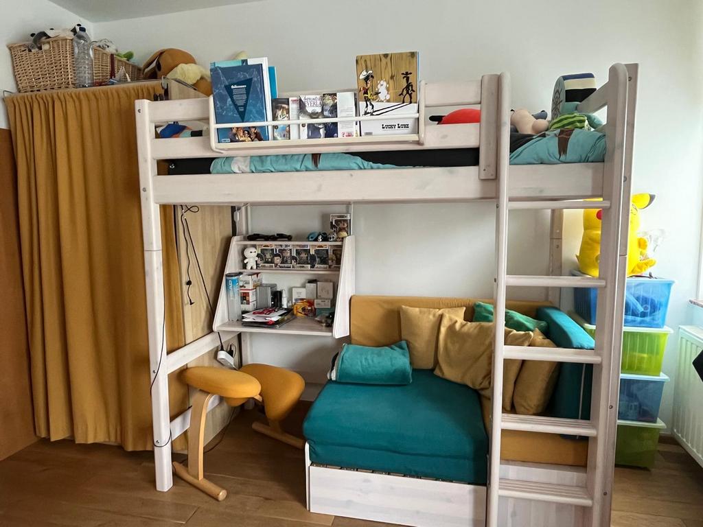 Lit Flexa - lit haut avec bureau et canapé, Enlèvement, Utilisé, Lit mezzanine