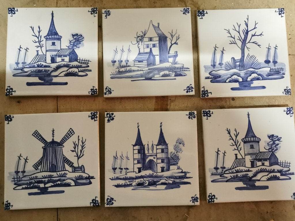 Lot de 25 carreaux vintage style Delft, Ophalen