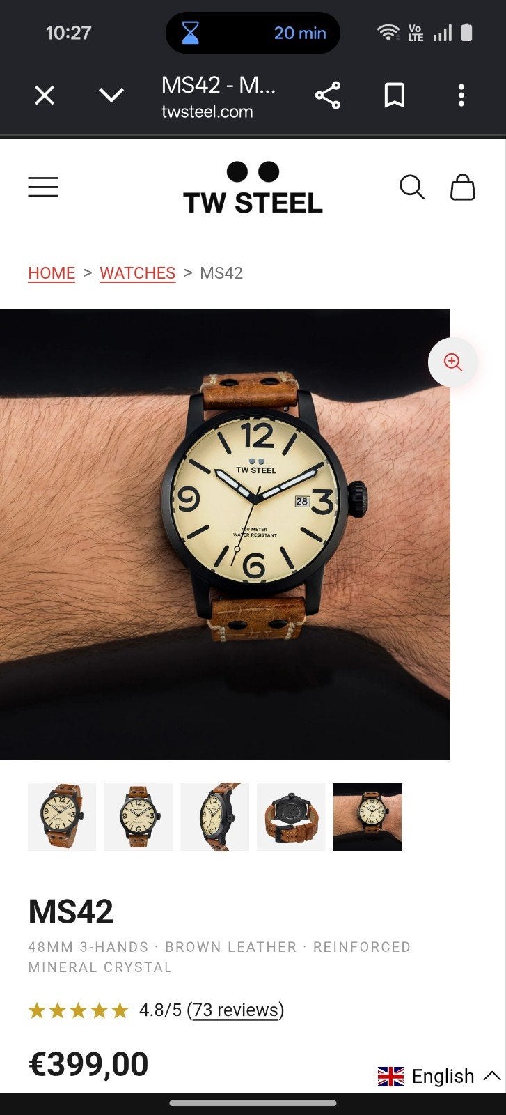 TW Steel Maverick MS42 – Topstaat!, Bijoux, Sacs & Beauté, Montre-bracelet, Autres marques, Cuir, Enlèvement
