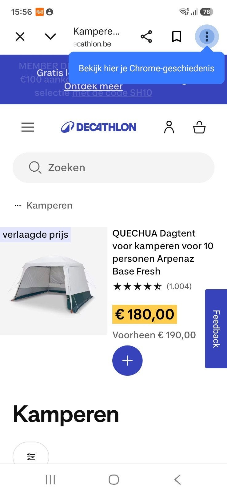 decathlon tent, Ophalen