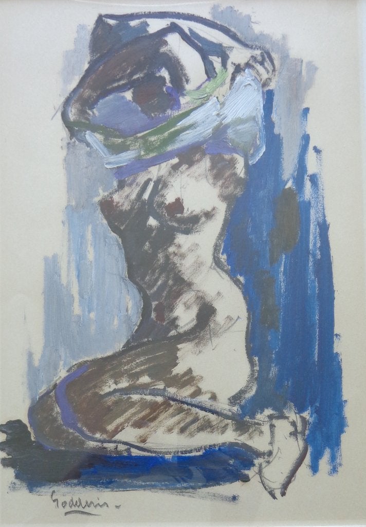 JACK GODDERIS / HALFNAAKTE VROUW / OLIEVERF / 42x32cm KADER, Enlèvement ou Envoi