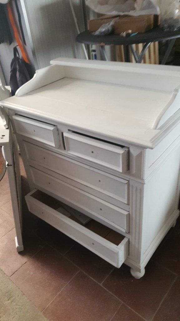 Meuble blanc avec miroir Coiffeuse, Enlèvement, Utilisé, 50 à 100 cm, Avec tiroir(s)
