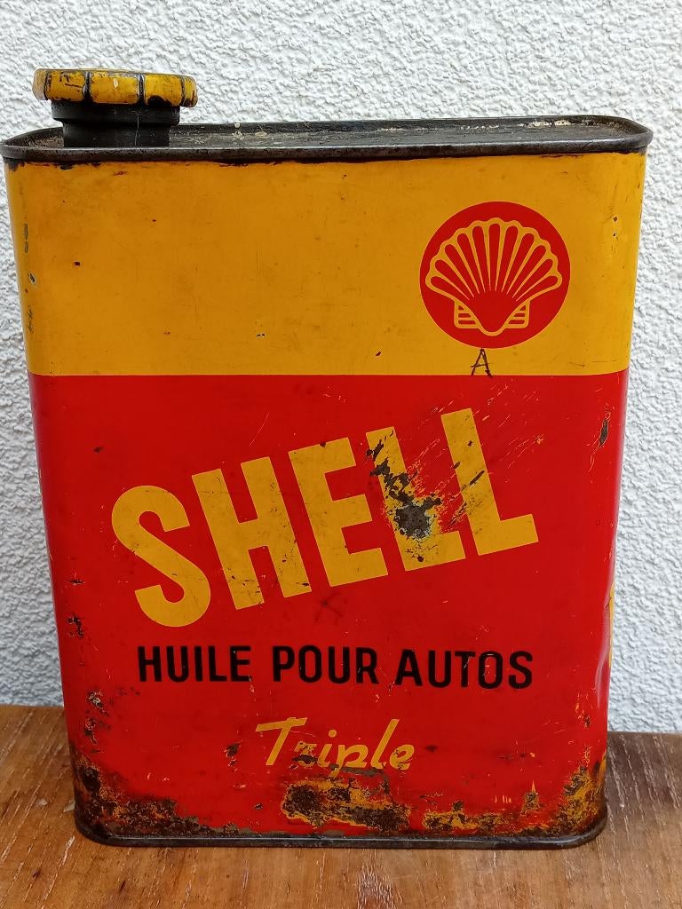 Rare bidon d'huile SHELL Triple, Enlèvement ou Envoi, Utilisé
