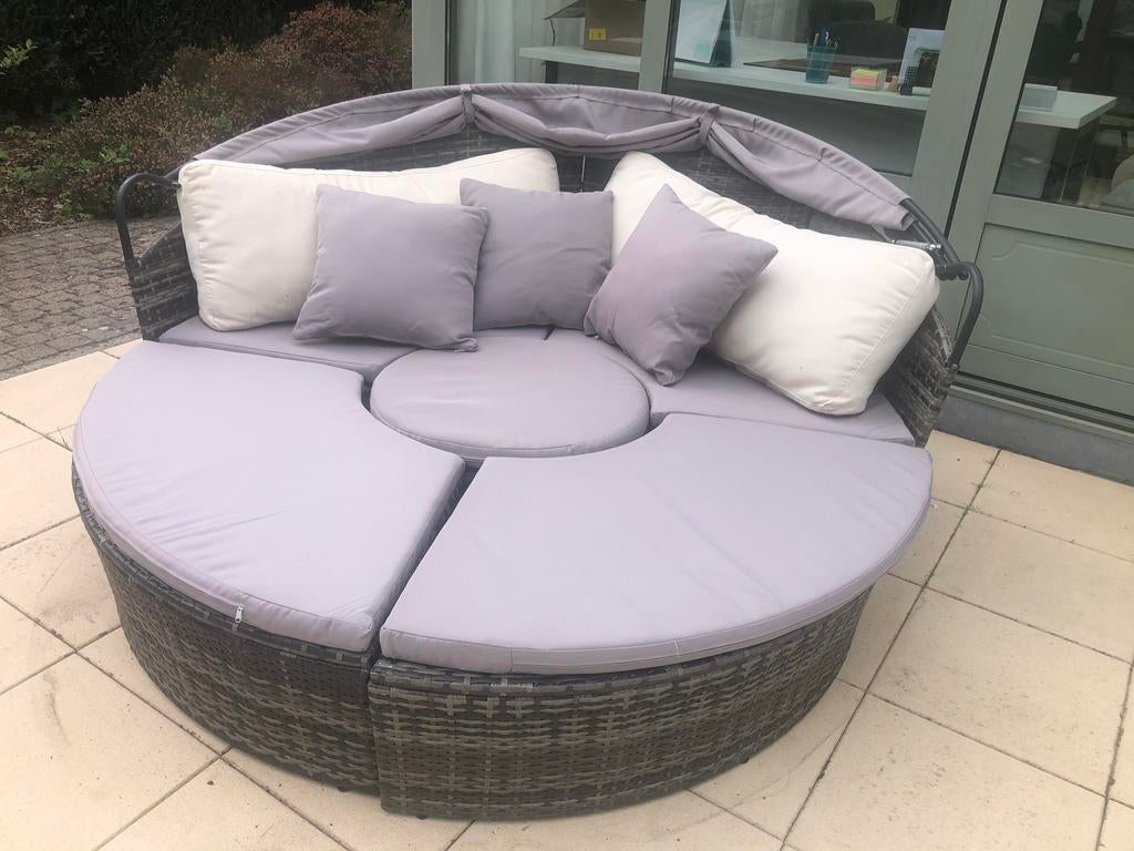 Ronde lounge set met beschermzeil, Ophalen, Zo goed als nieuw