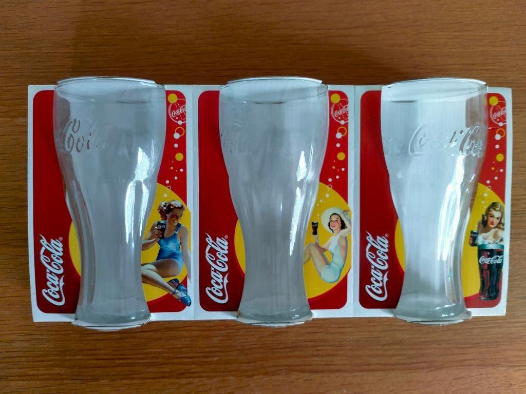 3 Coca-Cola glazen - Pin Ups, Verzamelen, Ophalen of Verzenden, Nieuw, Frisdrankglas